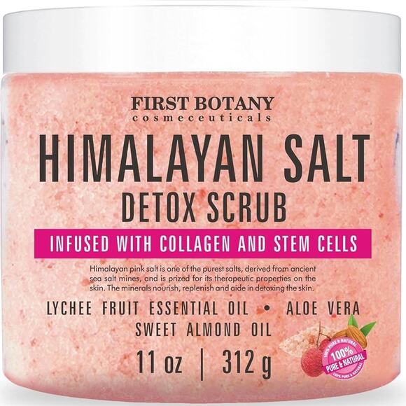 NEW First Botany Himalayan Salt Detox Scrub 11oz Collagen Stem Cells Exfoliator - Picture 1 of 5